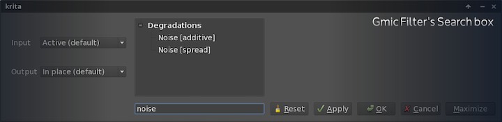 Gmic filtering with keyword 