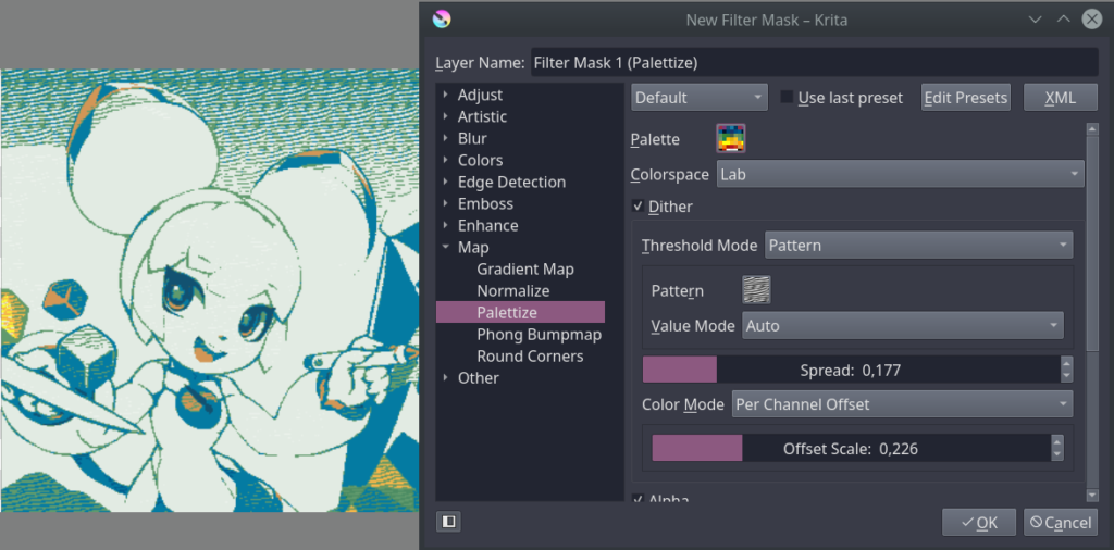 Image showing the palettize filter in action