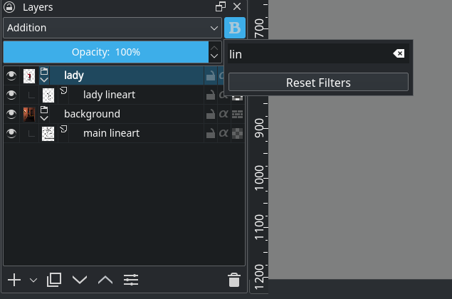 Layer search in Krita